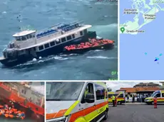 Alcune immagini del salvataggio della Audace tratte dai video della Capitaneria di Porto, sotto i soccorsi a Grado (Bonaventura)