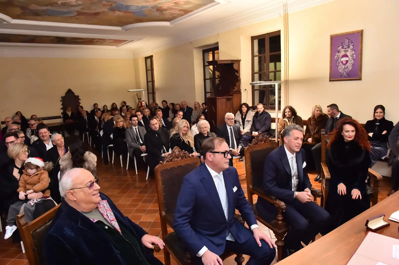 Dopo otto anni assieme e trent'anni di amicizia, Tommaso Cerno e Stefano Balloch si sono sposati. L'unione civile tra l'ex parlamentare dem e direttore del quotidiano L'Identità e l'ex sindaco di Cividale è stata celebrata oggi, mercoledì 28 dicembre, nel monastero sconsacrato di Santa Maria in Valle alla presenza dei familiari e degli amici degli sposi. (Foto Petrussi)