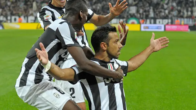 Torino, 22.09.12, Juventus Stadium, serie A 4a giornata, Juventus-Chievo - nella foto: esultanza Fabio Quagliarella e Juve