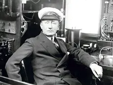 This is a portrait of Italian inventor, Marconi, born 1874, who revolutionised the world of communications with his wireless invention. He received many honours, international notoriety and half the Nobel prize for physics before his death on 20 July 1937.