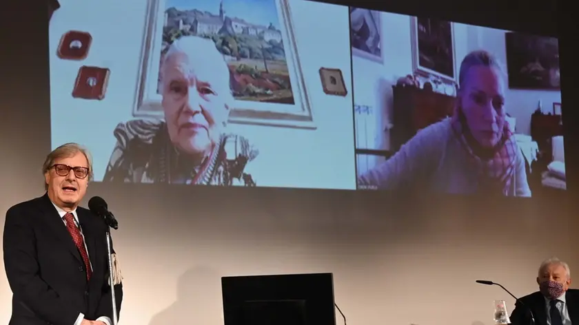 Foto BRUNI Trieste 24.02.2021 Donazione Stultus-Museo Revoltella:Vittorio Sgarbi e Giorgio Rossi