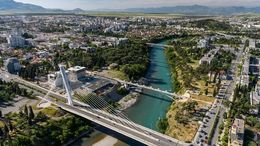 Una veduta dall'alto di Podgorica