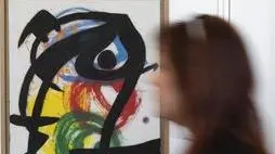 Personaje, Pajaro II (L) and Personaje, Pajaro III masterpieces by Joan Mirò at Spain Embassy in Rome, 15 March 2019. ANSA/CLAUDIO PERI