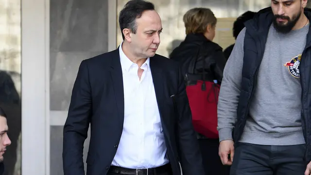 epa07180221 (FILE) Saso Mijalkov (C), former chief of Macedonian counter-intelligence, with his bodyguards leaves the court in Skopje, The Former Yugoslav Republic of Macedonia, 15 November 2018 (issued 20 November 2018). Accordinf to reports, Saso Mijalkov, former chief of Macedonian counter-intelligence and close associate and a relative to the ex Prime Minister Nikola Gruevski, was arrested and taken into custody on 20 November on request of the special public prosecution. After Gruevski's escape to Hungary, upon having been sentenced to two years in prison, the Criminal Court in Skopje decided on custody as precaution for several close associates of Gruevski, who also are on trial for many criminal activities. Gruevski was granted political asylum by Hungary. EPA-EFE/GEORGI LICOVSKI