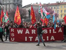 Una manifestazione dei lavoratori Wartsila