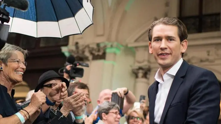 epa07603295 Austrian Chancellor Sebastian Kurz arrives for an OeVP election party during the European elections in Vienna, Austria, 26 May 2019. The European Parliament election is held by member countries of the European Union (EU) from 23 to 26 May 2019. EPA/MICHAEL GRUBER