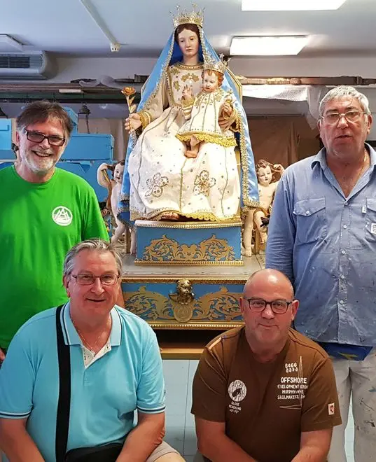 I restauratori della storica Madonna: Maurizio Tognon, Giovanni Marchesan, Francesco Marocco e Adelchi Quargnali