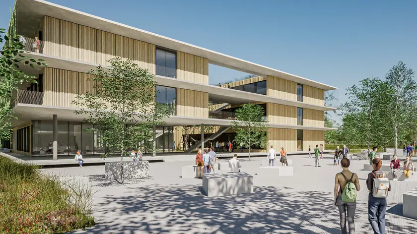 I rendering del futuro campus scolastico di via Vittorio Veneto