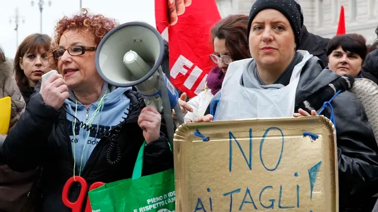 Una recente protesta dei lavoratori delle mense