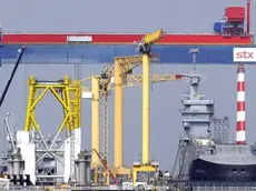 (FILE) - A picture dated 19 March 2014 and reissued 27 July 2017 showing a Mistral class LHD amphibious vessel at the STX France shipyard in Saint-Nazaire, north-western France. According to media reports on 27 July 2017, France threats to nationalize STX shipyard if Italy refuses to slipt equally the capital of STX. ANSA/FRANCK DUBRAY FRANCE OUT