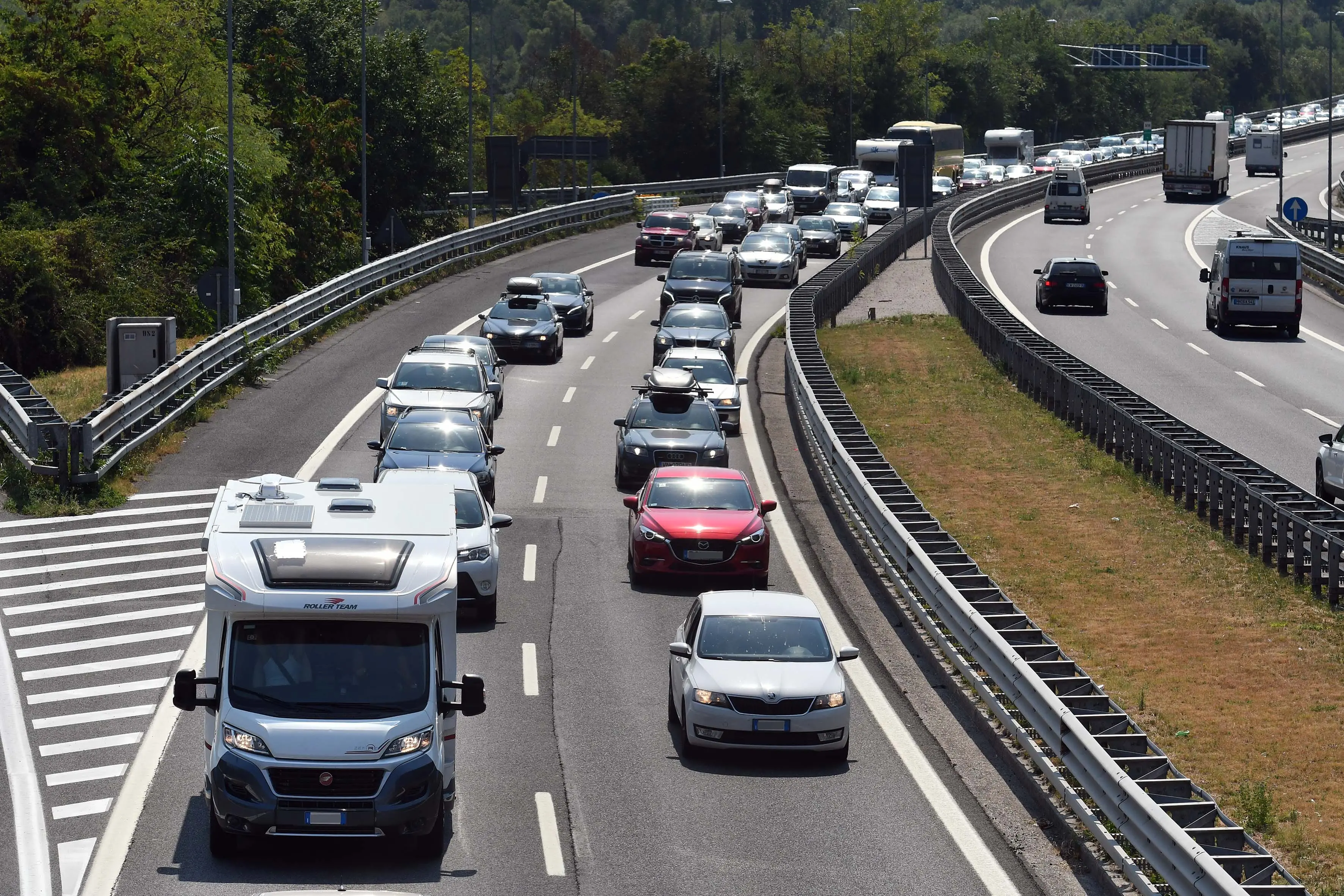 Udine 26 agosto 2017.Autovie Venete..Situazione del traffico nei giorni del controesodo sull' A4 tratta Lisert-Gonars e sull'A23..Interventi di soccorso con Roberto Poles..Copyright Foto Petrussi / Ferraro Simone