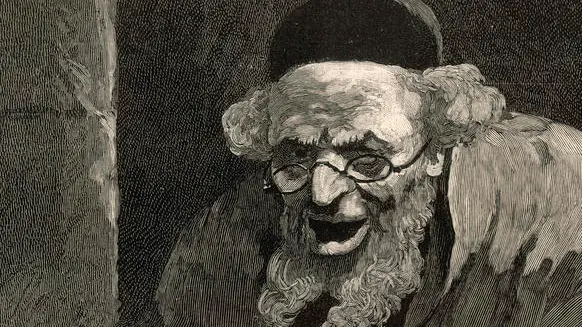 An elderly Jewish man reads the Talmud, a central text of Judaism which includes discussions on Jewish law, ethics, customs and history. Date: 1884