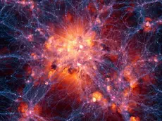 Il modello più completo dell'evoluzione dell'universo racconta con un'accuratezza senza precedenti la nascita delle galassie, avvenuta 12 milioni di anni dopo il Big Bang, e ne ricostruire l'evoluzione attraverso 13 miliardi di anni. Descritto sulla rivista Nature, l'universo virtuale è il risultato della collaborazione coordinata dal Massachusetts Institute of Technology (Mit), Roma, 7 Maggio 2014. ANSA/ ILLUSTRIS COLLABORATION