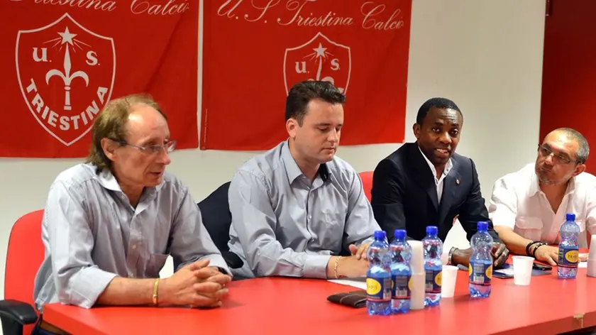 Foto Bruni 11.06.14 Triestina calcio:Sergio Vignoni ed il presid. Mehmeti