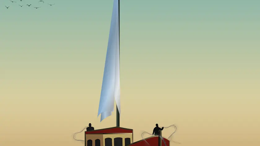 Fishing boat on the high seas. llustration