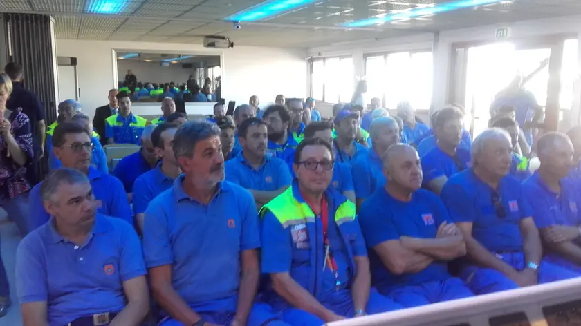 La riunione nella sede della Protezione civile di Palmanova (foto Moretti)