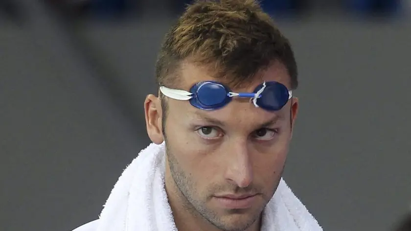 Ian Thorpe of Australia walks to the starting blocks before competing in the Men's 100M Individual Medley heats at the FINA Arena Swimming World Cup at the Singapore Sports School in Singapore, 04 November 2011. The FINA Arena Swimming World Cup runs from 04-05 November 2011. ANSA/STEPHEN MORRISON
