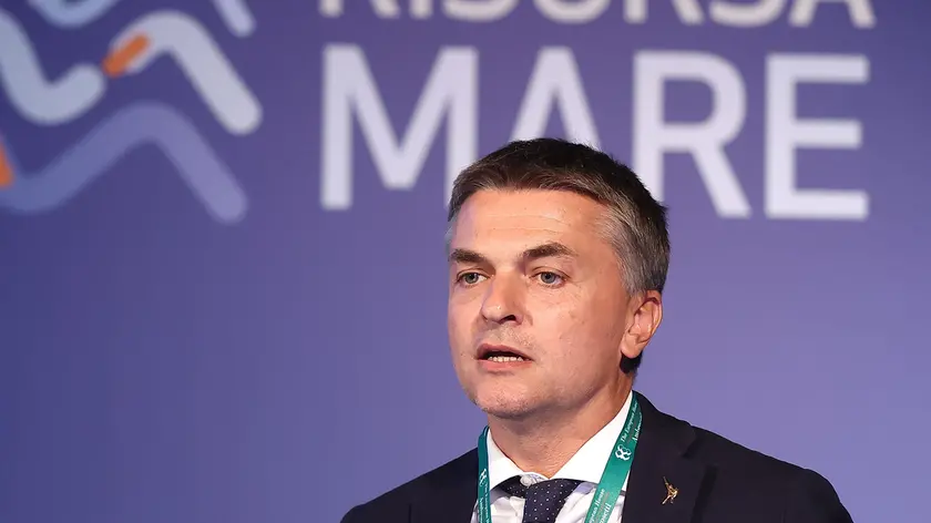 Il vice ministro delle Infrastrutture e dei Trasporti, Edoardo Rixi al Forum Risorsa Mare organizzato da The European House - Ambrosetti a Trieste. Foto Lasorte