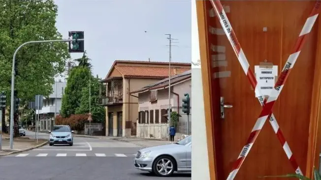 L’appartamento con i sigilli messi dalla Polizia dopo l’episodio