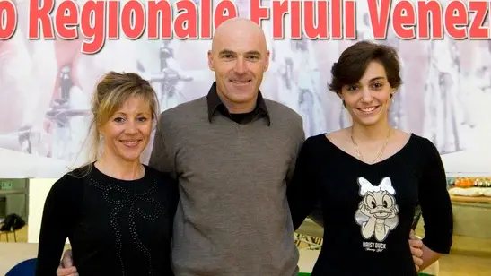 Silvano Trieste 26/11/2011 La Federazione Ciclistica Italiana Premia i suoi Campioni 2011, da sx, Campionessa Europea MTB Samira Todone, Campione Mondiale Strada Michele Pitacco, Campionessa Europea Pista Beatrice Bartelloni