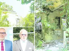 Il presidente Ater Fabio Russiani, il sindaco Rodolfo Ziberna e il degrado in cui versa Villa Ritter Fotoservizio Roberto Marega