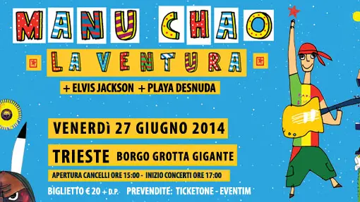 Il manifesto del concerto triestino di Manu Chao: scaricalo in alta definizione seguendo le istruzioni qui sotto