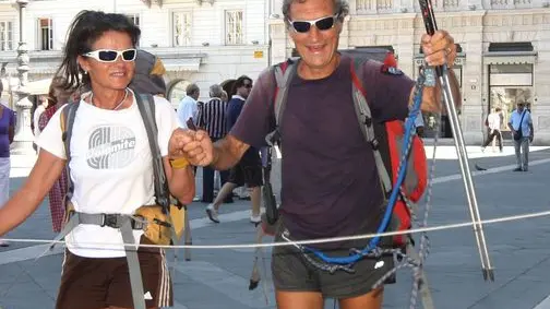 Lasorte Trieste 24/08/09 - Piazza Unità, Arrivo Avventura Alpina, Milena Dalla Piazza Mongillo e Valerio Sani