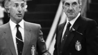 Cesare Rubini (a destra) con Sandro Gamba