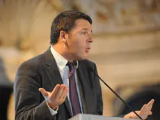 Foto Riccardo Sanesi/LaPresse.politica.06 2 2014 Firenze - Palazzo Vecchio salone del 500.Incontro tra il segretario del Pd, Matteo Renzi, e il presidente di Confindustria, Giorgio Squinzi a Palazzo Vecchio a Firenze.Nella foto: Matteo Renzi..Photo Riccardo Sanesi/LaPresse.news.6 Feb 2014 Florence.Meeting Matteo Renzi and Giorgio Squinzi .In The pic : Matteo Renzi.