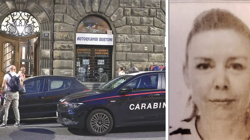 A destra la quarantacinquenne ucraina Zhanna Russu, a sinistra i carabinieri davanti al portone dello stabile in cui la donna è stata trovata morta (foto Lasorte)