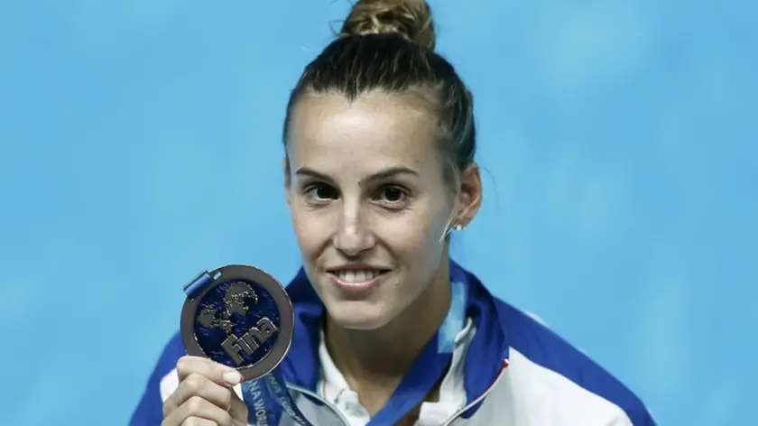 Tania Cagnotto con la medaglia di bronzo