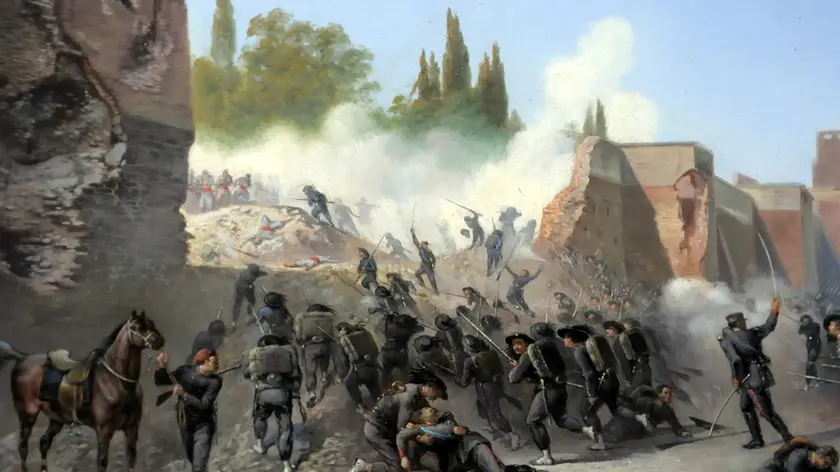 “La breccia di Porta Pia” in un dipinto di Carel Max Quaedvlieg. Era il 20 settembre 1870 (Archivio Agf)