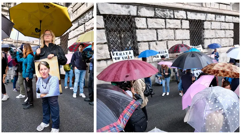 Il presidio per Liliana fuori dal tribunale di Trieste (Foto Silvano)