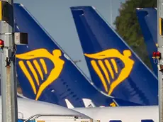 10/08/2018 Aerei di linea Ryanair. I piloti della compagnia low cost sono in sciopero, in diversi paesi europei, per ottenere migliori diritti e il riconoscimento di un sindacato.