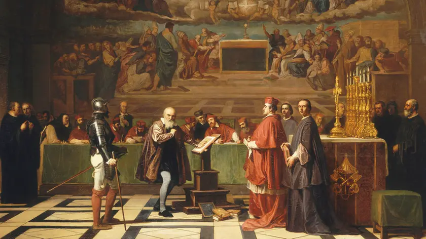 Galileo Galilei (1564-1642) before members of the Holy Office in the Vatican in 1633, 1847. Found in the Collection of MusÃ©e du Louvre, Paris.