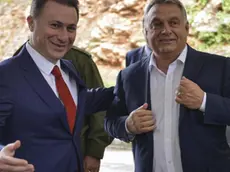 epa07162983 (FILE) - Former Macedonian Prime Minister Nikola Gruevski (L) welcomes Hungarian Prime Minister Viktor Orban (R) in Ohrid, The Former Yugoslav Republic of Macedonia, 28 September 2017 (reissued 13 November 2018). Reports on 13 November 2018 state Nikola Gruevski said on his Facebook site he has left Macedonia and is in Hungary, asking for political asylum. Nikola Gruevski is searched by Macedonian police after he did not appear for the start of a two-year prison sentence he received for illegal purchase of a luxury automobile. EPA/ALEKSANDAR KOVACEVSKI