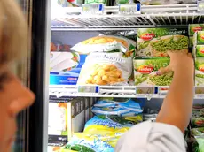 Alcuni prodotti surgelati della Findus esposti tra gli scaffali di un supermercato a Roma, oggi 19 luglio 2010. Unilever ha raggiunto un accordo per vendere Findus, la sua controllata nei cibi surgelati italiana, al gruppo Birds Eye Iglo per 805 milioni di euro. Lo comunica in una nota il gruppo olandese che produce beni di consumo, alimentari, detergenti e prodotti per la casa. ANSA / ETTORE FERRARI / FRR