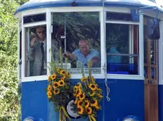 Pieri alla guida del tram nel giorno della ripartenza dell’11 luglio 2014