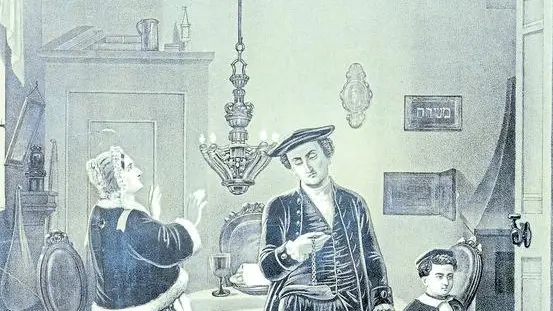 18th Century European Jewish family, prepare to celebrate the beginning of the Sabbath c1868.
