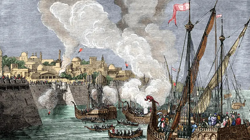 In 1453, an invading Ottoman army led by Sultan Mehmed II besieged and conquered Constantinople, capital of Byzantium. The defeat of the army of Const...