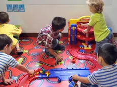 Children play in a classroom of the Notre-Dame de la Sagesse private nursery school at an early start of a new school year on August 27, 2012 in Nantes, western France. AFP PHOTO FRANK PERRY (Photo credit should read FRANK PERRY/AFP/GettyImages)