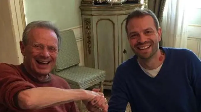 Il nuovo presidente del Palermo, l'imprenditore italo-americano Paul Baccaglini, con l'ex patron rosanero Maurizio Zamparini, in una immagine del 06 marzo 2017. ANSA/US CITTA' DI PALERMO +++EDITORIAL USE ONLY - NO SALES+++