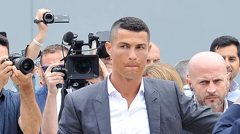 New Juventus soccer player Cristiano Ronaldo of Portugal arrives at Juventus J Medical in Turin, Italy, 16 July 2018. Cristiano Ronaldo joins Italian Serie A side Juventus FC. ANSA/ ALESSANDRO DI MARCO