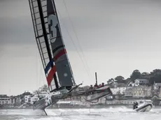 Pictures of the Ben Ainslie Racing americas cup team out in action today on their new T1 foiling catamaran Credit: Mark Lloyd/Lloyd Images