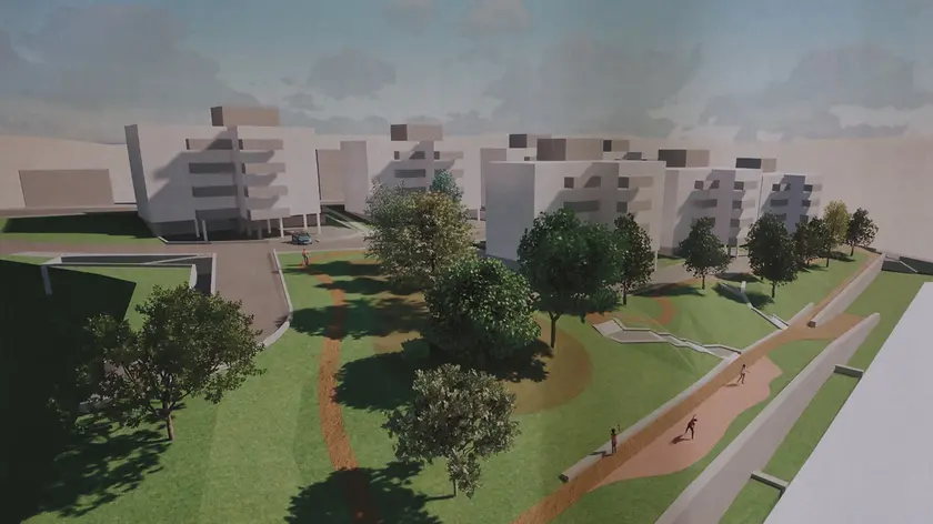 Il rendering del complesso Ater di via Boito. Foto Lasore