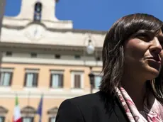 La vicepresidente del partito Democratico Debora Serracchiani durante la manifestazione di protesta indetto dalle associazioni dei risparmiatori in piazza Montecitorio a Roma, 18 aprile 2019. ANSA/ANGELO CARCONI