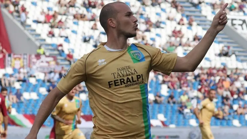 esultanza per il gol 0-1 di Andrea Ferretti,Reggiana-Feralpisalo play-off di lega pro,Reggio Emilia 14 maggio 2017. Ph Fotolive Simone Venezia