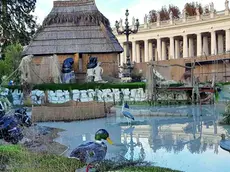 Uno scorcio in anteprima del presepe di Grado in Piazza San Pietrio a Roma