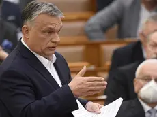 epa08315632 Hungarian Prime Minister Viktor Orban delivers his speech about the current state of the coronavirus during a plenary session in the House of Parliament in Budapest, Hungary, 23 March 2020. EPA/Tamas Kovacs HUNGARY OUT