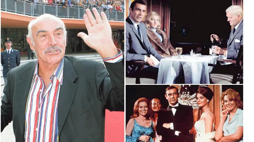 Sean Connery morto ieri a 90 anni. In alto a destra nel film “Dalla Russia con amore” (1963) e, sotto, nei panni di James Bond in “Agente 007 - Thunderball” (1965) Ansa e Archivio Agf